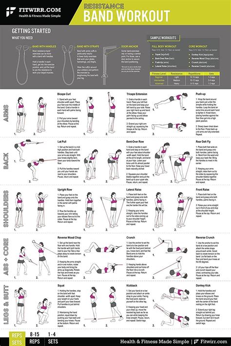 Resistance Band/Tube Exercise Workout Poster Laminated - Total Body ...