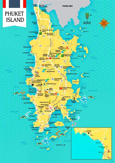 Phuket Tourist Attractions Map - Ontheworldmap.com