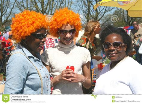 Women With Orange Wigs And Diversity At Koningsdag (Kingsday ...