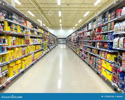 Supermarket - Grocery Store with Food Section Aisle - Editorial Image ...