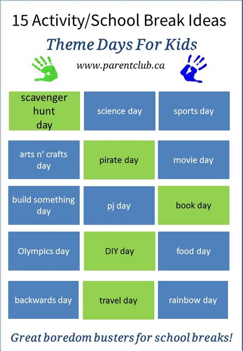 15 Activity and School Break Theme Day Ideas for Kids