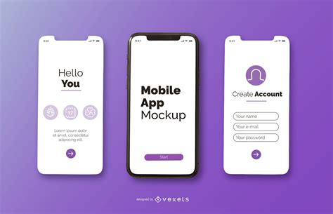 Mobile App Mockup Design PSD Editable Template