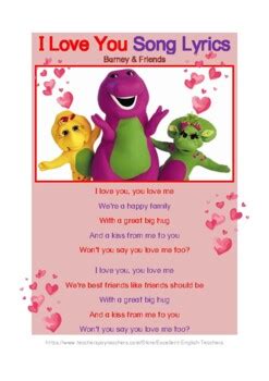 Barney the Dinosaur Lyrics: I Love You Song by Excellent English Teachers