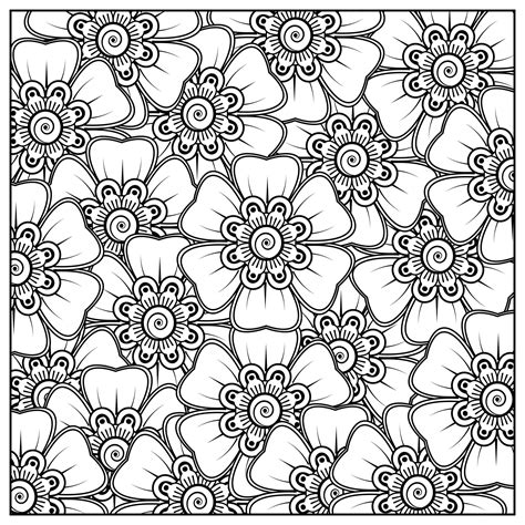 Premium Vector | Flowers in black and white doodle art for coloring book