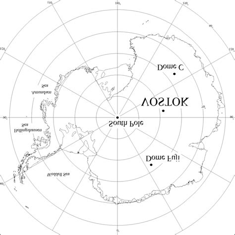 Map of Antarctica with the location of Vostok Station. | Download ...