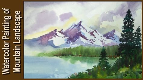 Watercolor painting | Watercolor tutorial of simple Mountain and Lake ...