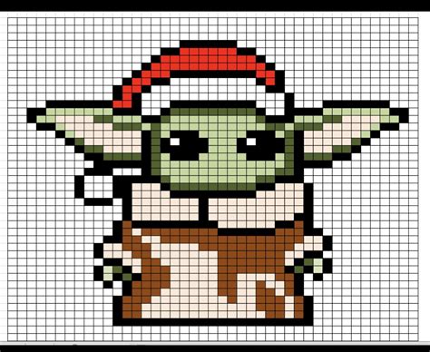 Baby Yoda Pixel Art Grid Easy