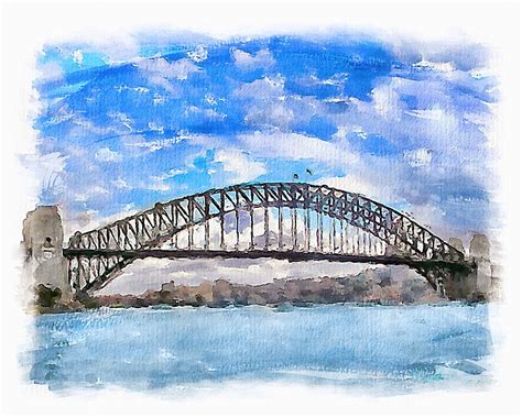 "Sydney Harbour Bridge, Digital Watercolor painting" by Shamus Macca ...