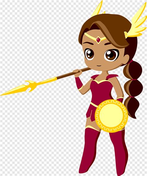 Woman, valkyrie, amazon, warrior, spear, shield, cartoon, character ...