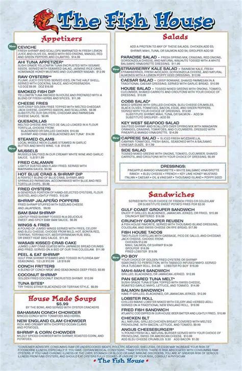 Fish House Restaurant Menu, Menu for Fish House Restaurant, Fort Myers ...