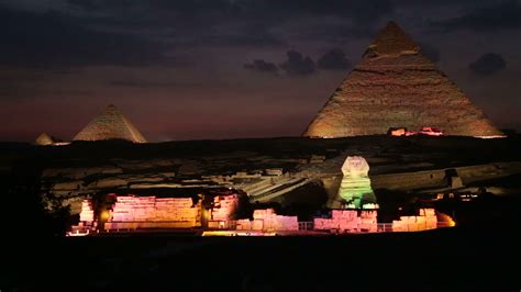 The Great Sphinx Pyramids Night Light Show Stock Footage SBV-307103590 ...