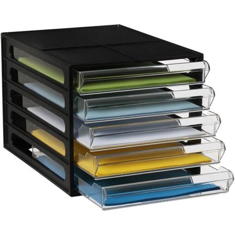 J.Burrows Desktop File Storage Organiser 5 Drawer Black | Officeworks