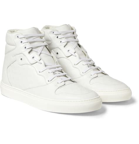 Balenciaga Embossed Leather High Top Sneakers in White for Men | Lyst