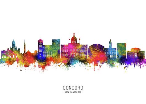 Concord New Hampshire Skyline Painting by NextWay Art - Fine Art America