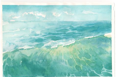 Watercolor sea waves illustration. Sea background. By Artha Graphic ...