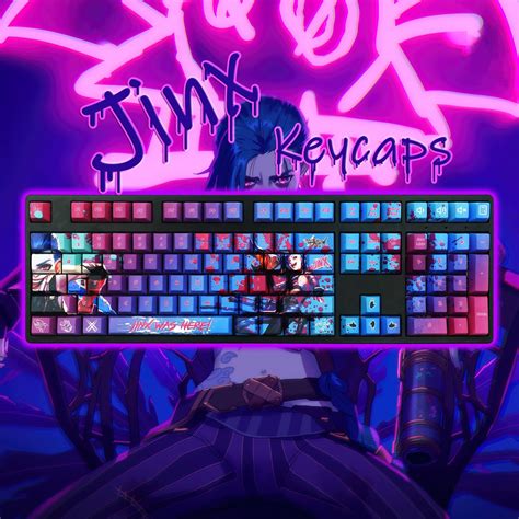 League Of Legends Jinx Keycaps Gaming Anime Keycap Sets