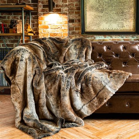 BATTILO HOME Luxury Brown Faux Fur Blanket Thick Warm Elegant Cozy ...