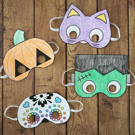 Halloween masks to print and color | Halloween arts and crafts, Kids ...