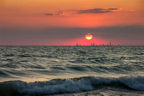 skyline, Lake, Sunset, Sea Wallpapers HD / Desktop and Mobile Backgrounds