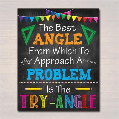 MATH Teacher Classroom Poster, Printable Try-angle Math Classroom, Math ...