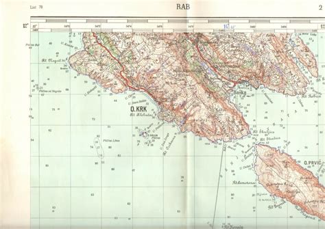 1956 Military Topographic Map Rab Krk Goli Otok Adriatic Croatia ...