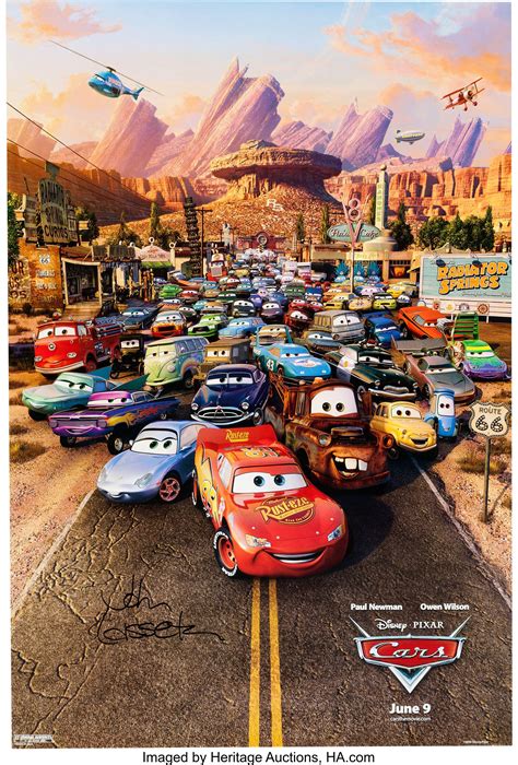 Cars Theatrical Poster Signed by John Lasseter, Group of | Lot #96032 ...