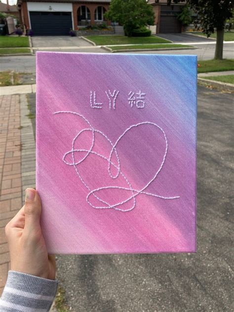 BTS Album Cover Love Yourself Embroidery Line Art on Canvas | Etsy ...