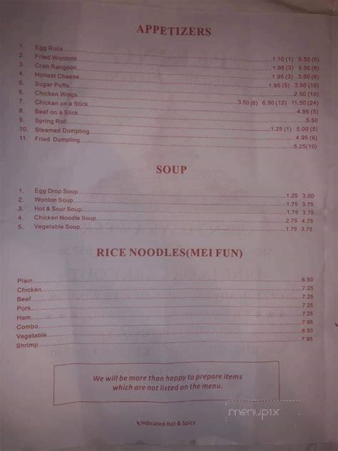 Menu of Peking Chinese Restaurant in Sikeston, MO 63801