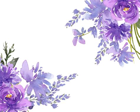 Purple Flower Designs, Aquarelle Cip Art, Collection de fleurs à ...