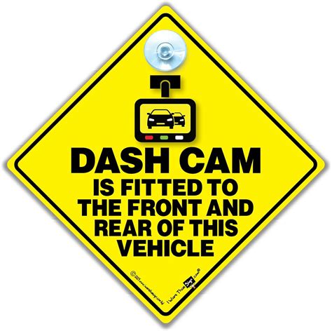 Amazon.com: Dash CAM Fitted to Front and Rear of Vehicle Sign, Dash Cam ...