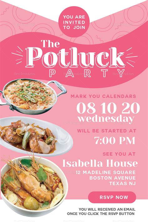 Potluck Party Email Invitation Design Template in PSD, Word, Publisher ...