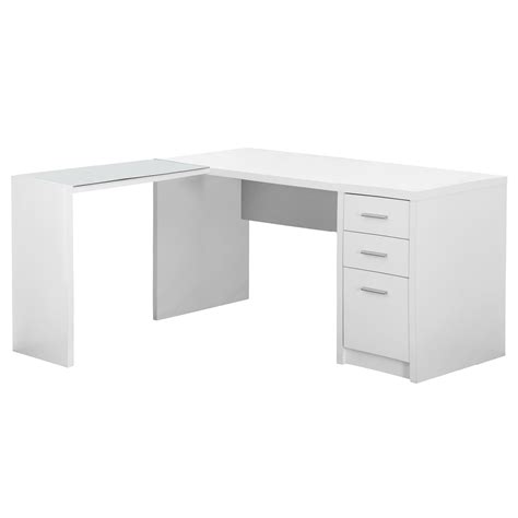 COMPUTER DESK - WHITE CORNER WITH TEMPERED GLASS - Walmart.com ...