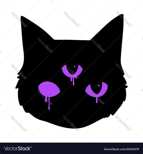 Scary creepy cat with three eyes Royalty Free Vector Image