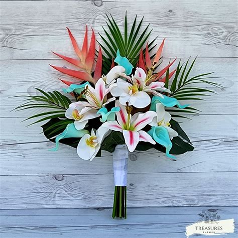 Orchid Bouquet Tropical Bouquet Beach Wedding Bouquet - Etsy