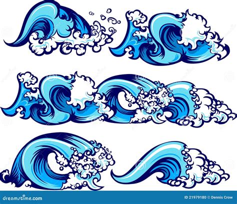 Crashing Water Waves Vector Illustrations Stock Vector - Illustration ...