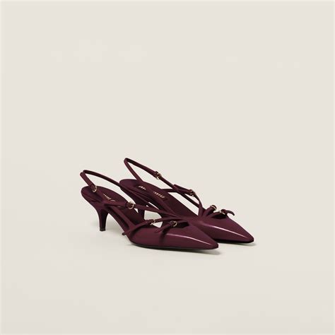 Crimson Patent Leather Slingbacks With Buckles | Miu Miu