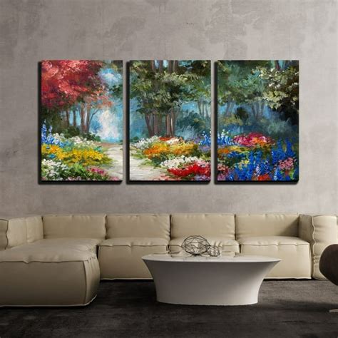 wall26 - 3 Piece Canvas Wall Art - Oil Painting Landscape - Colorful ...