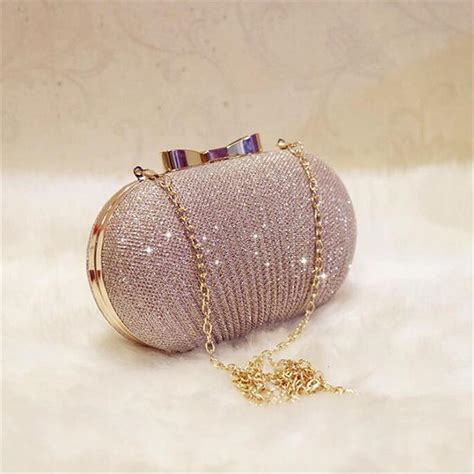 Buy Golden Evening Clutch Bag Women Wedding Shiny Handbags Bridal Metal ...