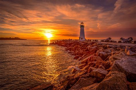 Image Santa Cruz, Monterey Bay, Walton Lighthouse Sun Nature