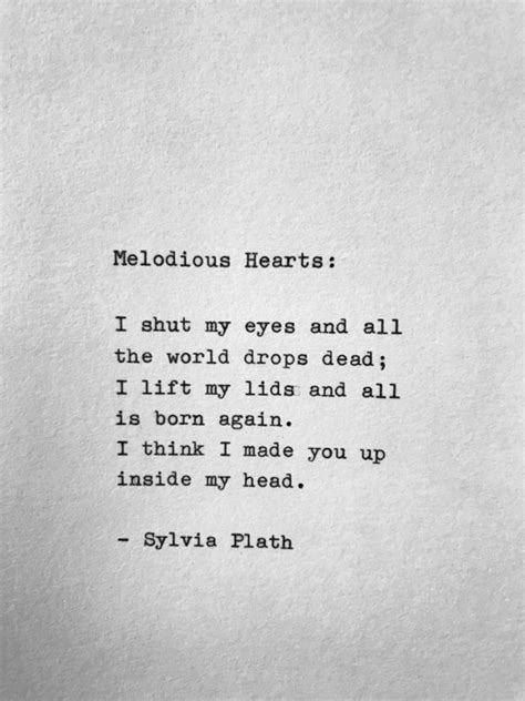 Sylvia Plath MELODIOUS HEARTS Hand Typed Poem Vintage Typewriter Quote ...