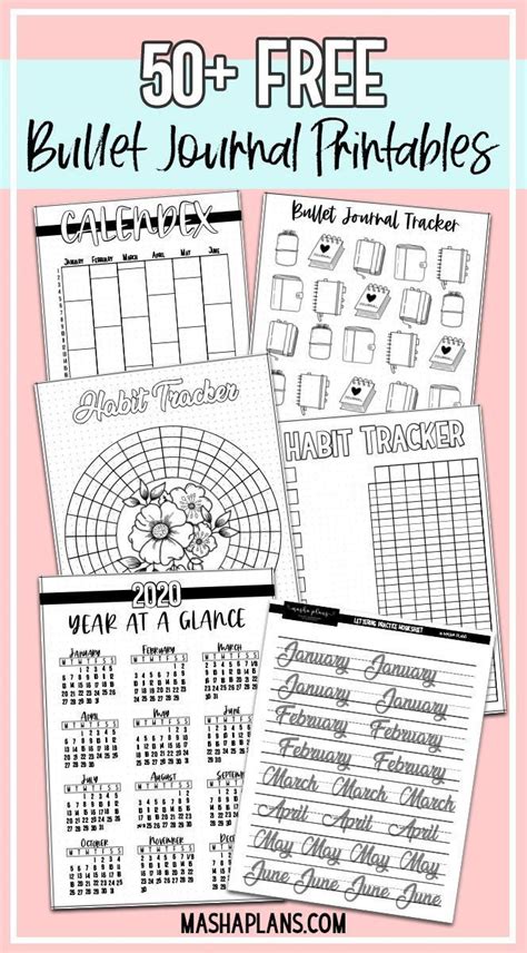 50+ FREE Bullet Journal Printables | Masha Plans