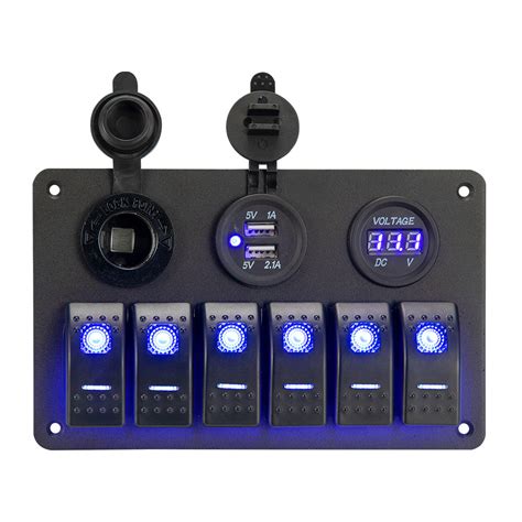 LIGHTFOX 6 Gang Switch Panel ON-OFF Toggle LED Rocker 12V 24V | tools.com