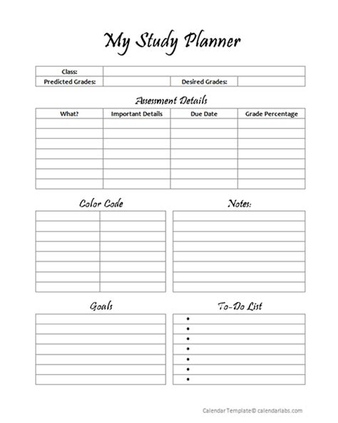 Printable My Study Planner - Free Printable Templates