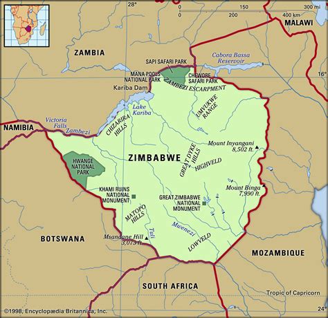 Zimbabwe Population Density Map