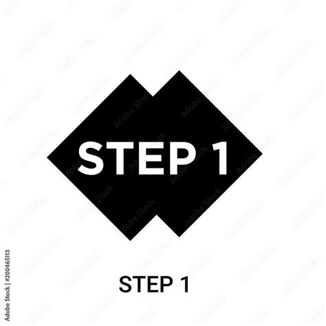 step 1 icon on white background, in black, vector icon illustration ...