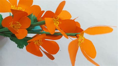 Beautiful orange paper flowers - YouTube