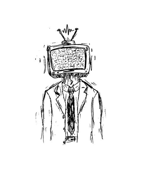 Static TV Head Drawing by Nobodys Hero - Fine Art America