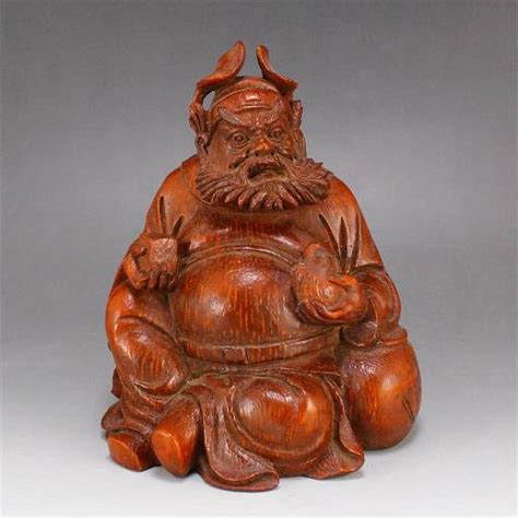 Bamboo Root Mythology Figure Statue Zhong Kui