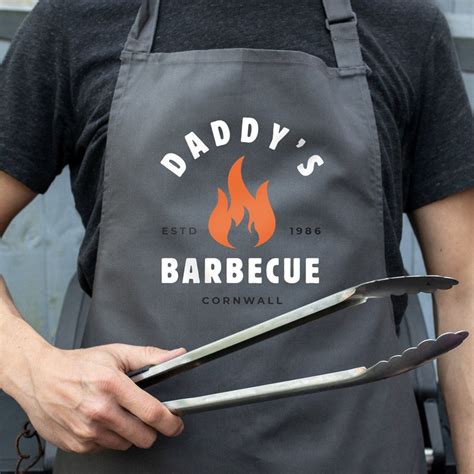 Personalised barbecue flame apron dad apron Father's day | Etsy