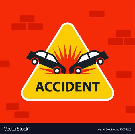 Triangular yellow car accident sign head-on Vector Image